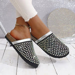Summer Shoes for Women Slippers Luxury Rhinestone Rivets Casual Sandals Mesh Slip-on Loafers