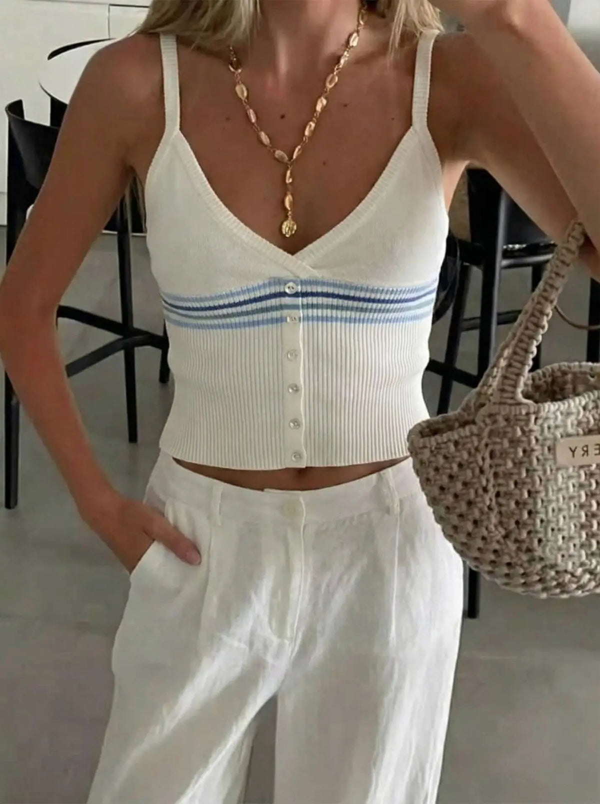 Summer Y2K Hot Girl Camisole V Neck Woolen Vest