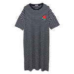Women Summer Nightdress Short Sleeve Loose Breathable Comfortable Sleeping Polyester Stripes Print Night Robe Women Clothing