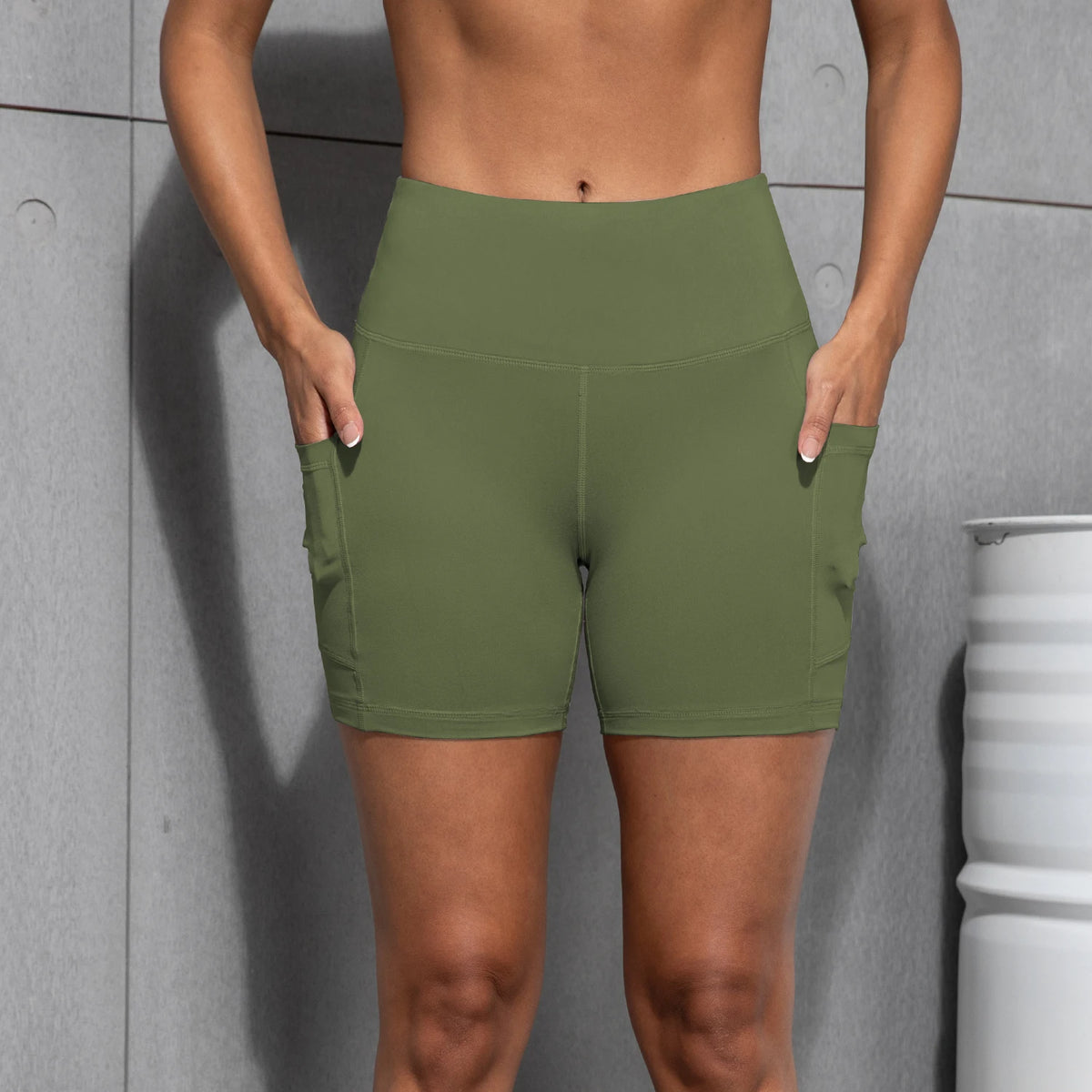 Women High Waist Pocket Sports Short Yoga Legging Shorts Squat Proof Hip Lift Fitness Tight Shorts Quick Drying Cycling Workout