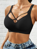 Women'sCross Front Yoga Sports Bra, U-Back Wirefree Adjustable Straps Removable Pads
