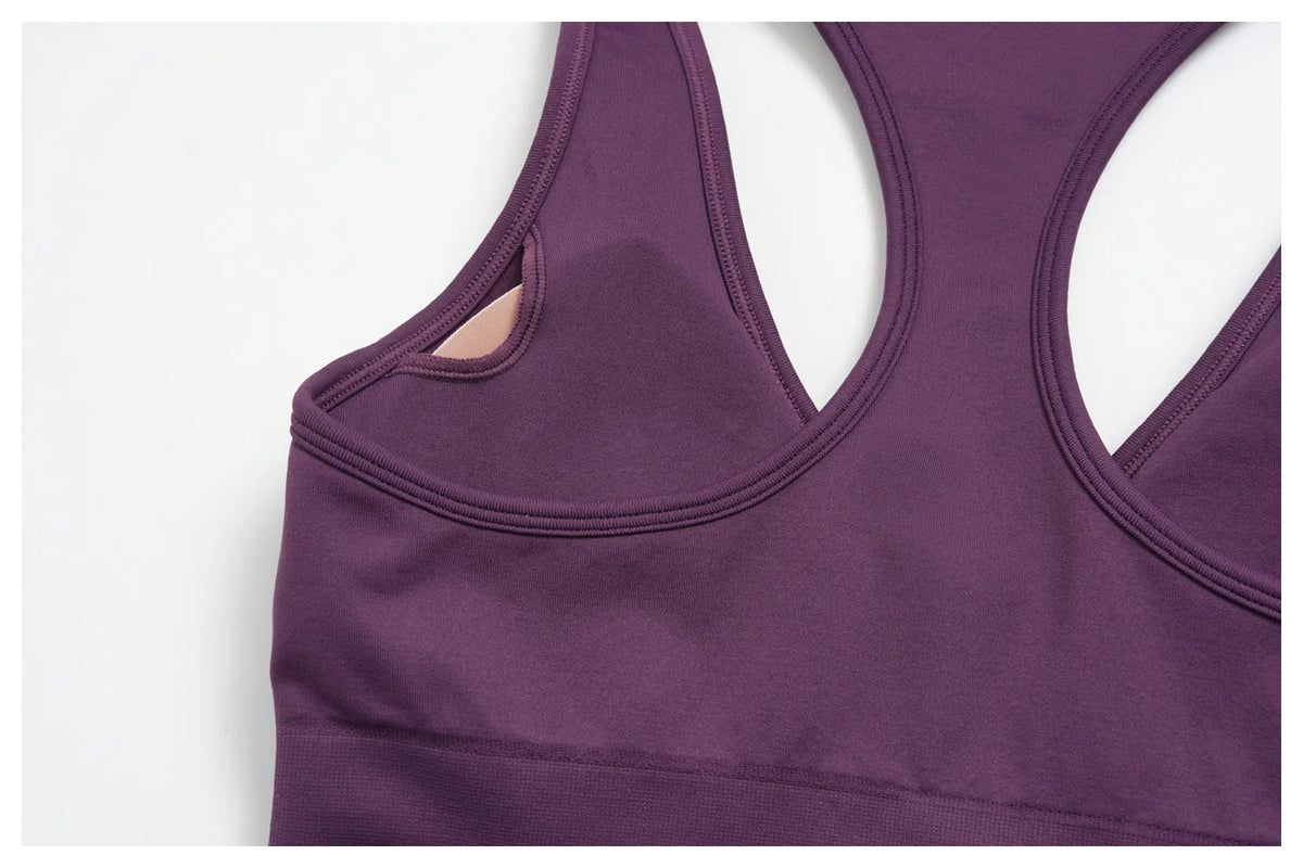 Seamless Gym Yoga Sets Women Breathable I-shaped Shock-absorbing Slim Sports Tank Top High Waist Shorts Training Fitness Suit