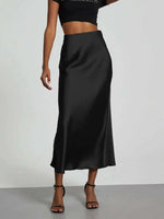 28 Colors New 2026 Women's Elegant High Waist Satin Long Skirts Female Summer Solid Color Faldas Fashion Women Skirts KBA3