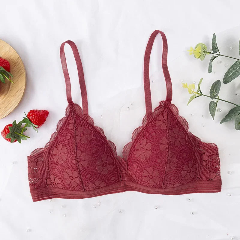 Floral Lace Bras Women Bralette Non-wire Bra Push Up Underwear Back Buckle Brassiere Female Sexy Lingerie