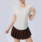 Women's Short Sleeve Quick Dry SplitBack Fitness Tee Summer Sweat-wicking Breathable Mesh Casual Running T-shirts