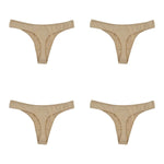 4Pcs/Set Cotton Panties Women Low-Rise Thong G-string Solid Breathable Stretchy Underwear Ladies Sexy T-back Lingerie M-XL