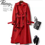 Phantasy Trench Coat Women Long Sleeve Jacket British Style Long Cloack Lace Up Elegant Office Lady Trench Spring Autumn Outfit