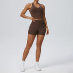 Women 2 Piece Yoga Set Cloud Feel Quick Dry Sports Vest Butt Lifting Shorts Stretch Tight Fitness Workout Running Sports Suit