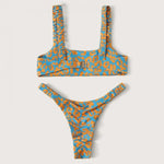 2 Pcs/Set Lady Swimwear Set Leopard Print Quick Dry Women Bathing Suit Slim Fit Wireless Summer Bikini Set For Beach