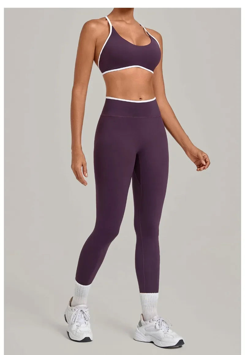 Women's Seamless Yoga Sets Sports Fitness Gym Sleeveless Vest Hip-lifting Slim Fit Pants Suits Running Training Workout Sets