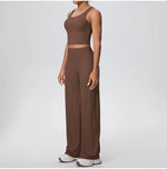 2PCS Yoga Set Women Tracksuit Nude Feeling Workout Sets Gym Clothes Push Up Fitness Running Sportswear Sport Straight tank suit