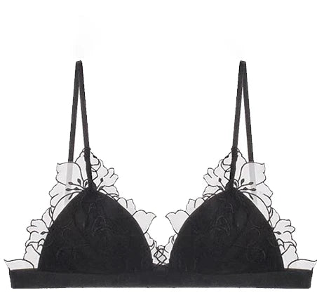 MOYISU Pure Desire Victoria French Lace Embroidered Lingerie Women's Thin Cup Triangle Cup Bra Set Comfortable No Underwire