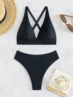 S - XL Cross Back Mini Micro Thong Bikini Female Swimsuit Women Swimwear Two-Pieces Bikini Set Bather Bathing Suit Swim V5022
