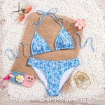 2025 New Women's Black Ground White Dot Printed Swimsuit Halter Neck Low Waist Bikini Set For Summer Female Swimwear Brazilian