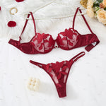 Embroidered Print Pajama Set - A Set Featuring a Floral Design Suitable for Women, a Sexy Bra ZA824031