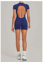 Women's Seamless Yoga Jumpsuits Fitness Sports Hip-lifting Backless Short-sleeved Training Gym Workout Shorts One-piece