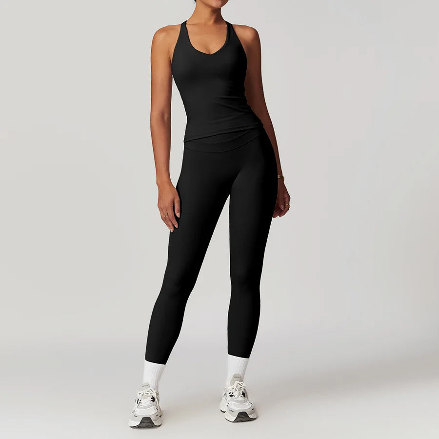 Yoga Set 2PCS Women Tracksuit Nude Feeling Workout Sets Gym Clothes Push Up Fitness Running Sportwear Sport Bra Leggings Suit