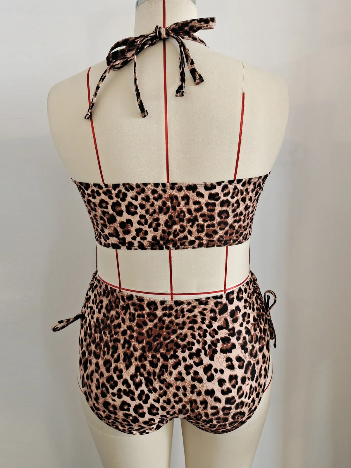 NEW Large Plus Size 2 Pieces Bikini High Waist Swimsuit Women Leopard Swimwear Female Bather Bathing Swimming Swim Suit