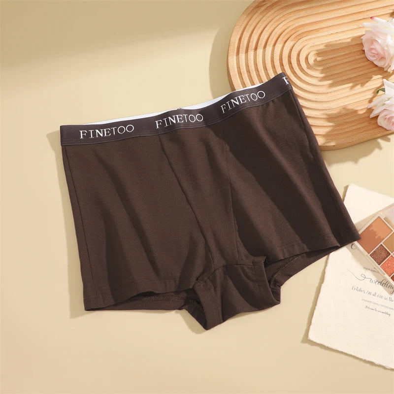 Finetoo Women's Panties Cotton Seamless Sports Boxers Underwear Female Solid Color Briefs Cozy Lingerie Intimate Underpant S-XXL