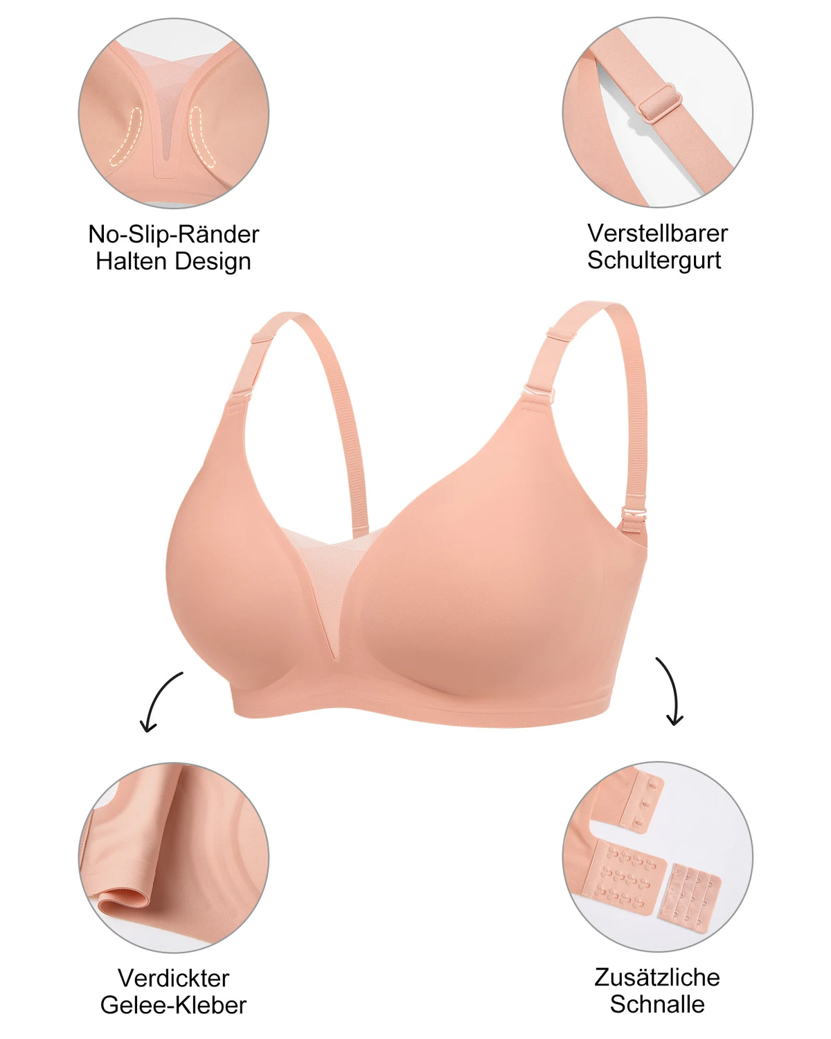 5pcs Hot Sexy Women's Wireless Push Up Bra Seamless T-Shirt Bralettes -Multi-Color, Breathable Padded, Everyday Comfort Lingerie