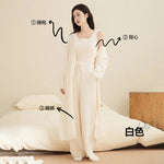 Women Autumn Winter New Half Velvet 3 Piece Pajama Set Thick Plush Loungewear with Bathrobe Soft Cozy Casual Home Sleepwear