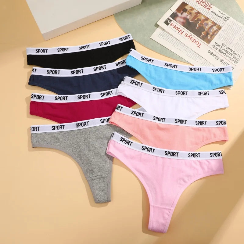 6Pcs/Set Women Thongs Cotton Panties Plus Zise Underwear Sexy G-String Low Waist Briefs Underpants Comfortable Lingerie S-XL