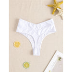 S - XL High Waist High Leg Cut Bikini Bottom Swim Brief Women Swimwear Female Bather Brazilian Tanga Panties Underwear V7095
