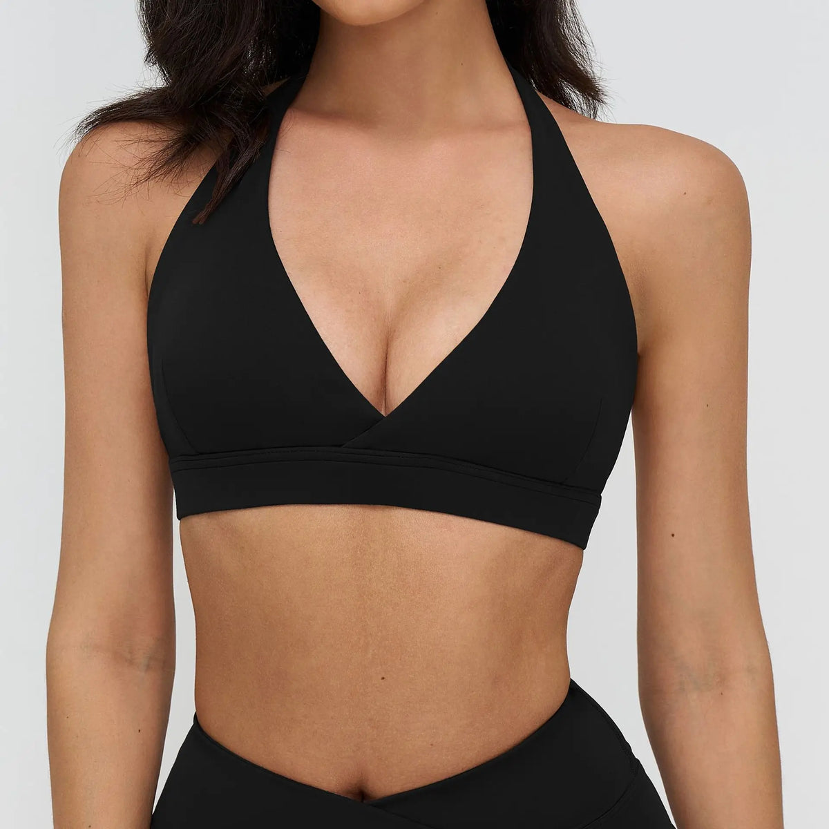 Naked Sports Bras Women Solid Coffee Cross V-neck Shock-absorbing Yoga Suit Gym Fitness Running Workout Crop Top