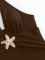 Vintage Black White Long Skirt Swimwear Sets Women Deep V Neck Starfish Hollow Out Bathing Suit Holiday One Piece Swimsuit 2026