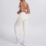 Women's Seamless Yoga Set Cross Back Sports Bra & High Waist Booty Lifting Yoga Leggings Gym Running Fitness Workout Outfit