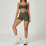 Women's Yoga 2-Piece Hip Lifting Tight Fitting Naked and Beautiful Back Set Outdoor Sports and Leisure Running Fitness Suit