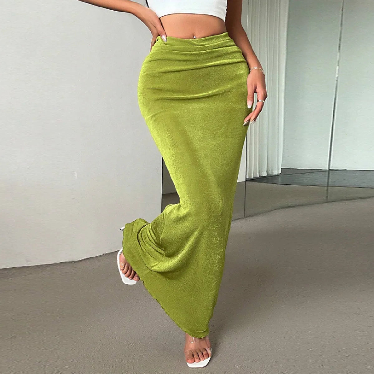 Dresses 2025 Woman Slim Fit Hip-hugging Fishtail Skirt Solid Color Simple Style All-match Temperament Elegant Beachwear Trendy
