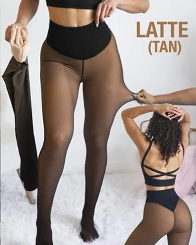 1pc Thermal Stockings Women Fleece Lined Tights Warm Winter High Waist Sexy Translucent Black Pantyhose Thermal Legging Tights