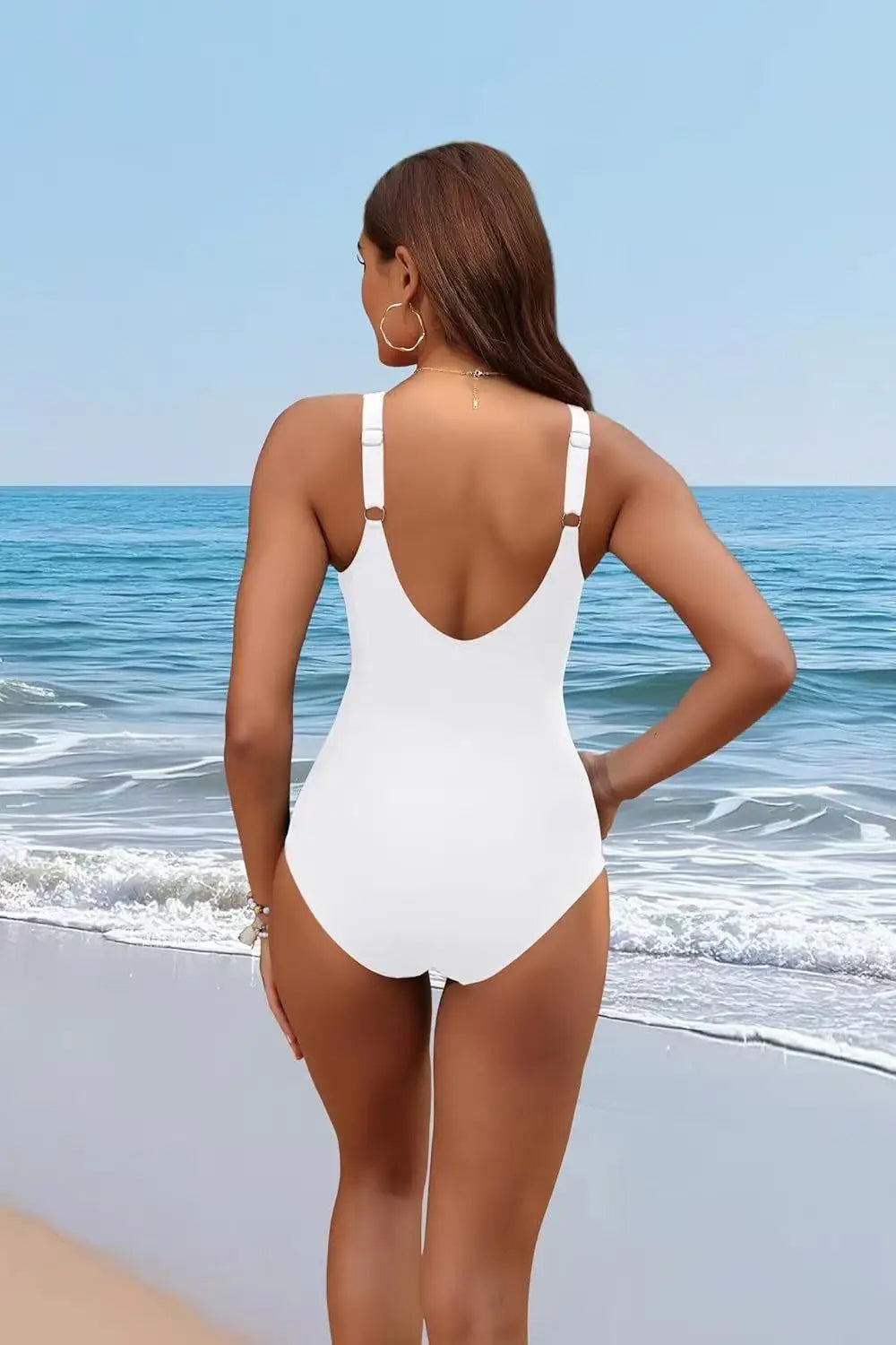 S - XXL Twist Front V Neck Female Swimwear One Piece Swimsuit Women Slim Monokini Backless Bathing Suit Swim Beachwear Bodysuit