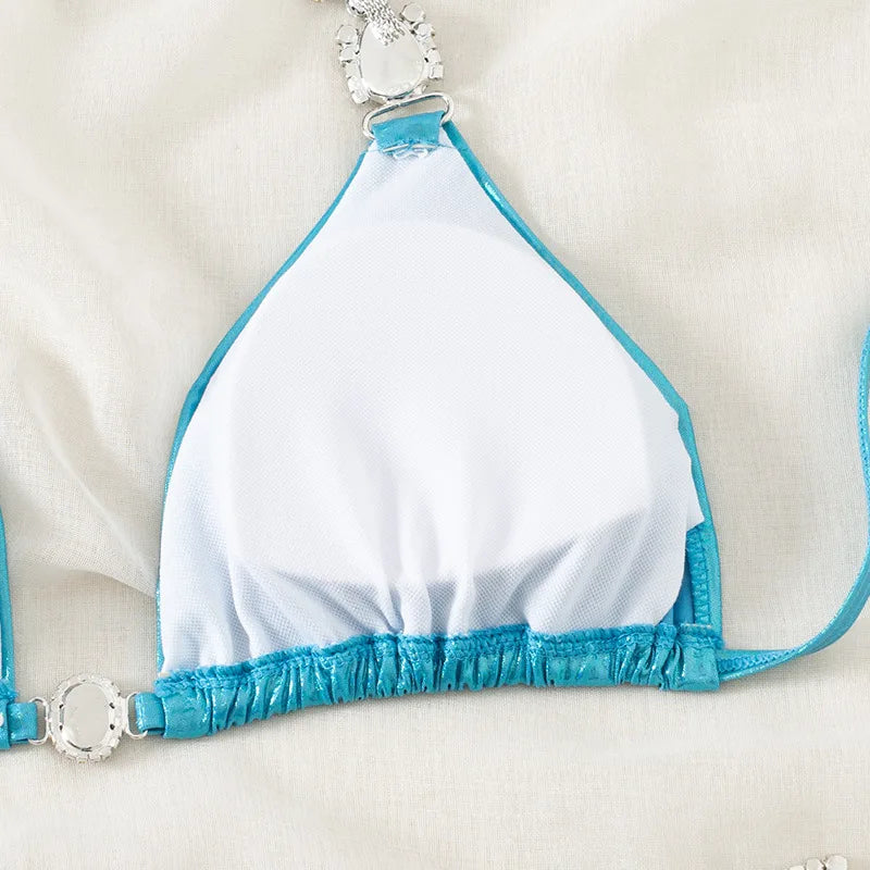Halter Shiny Jewelled Diamond Bikini Women Swimwear Female Swimsuit Two-pieces Bikini Set Brazilian Bathing Suit Swim Beach Wear