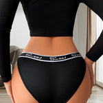 1pcs Low-Rise Ribbed Sexy Women's Panties Solid Letter Embroidery Lady Briefs Breathable Comfortable Female Underpants Lingerie