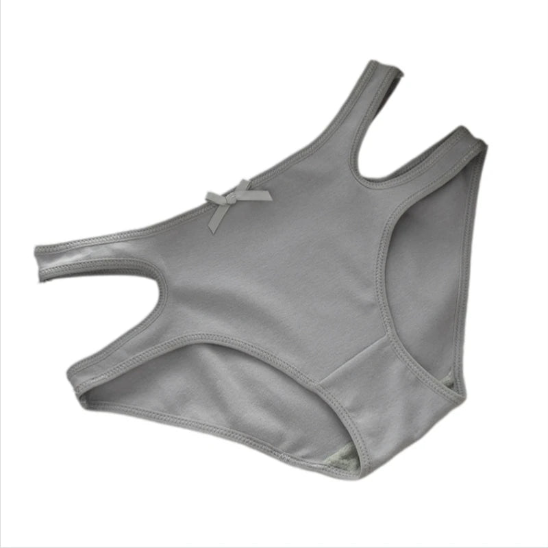 Women's High Waist Cut out Panties Hollow out Solid Color Bow Cotton Crotch Briefs Ladies Cotton Lingerie Underwear