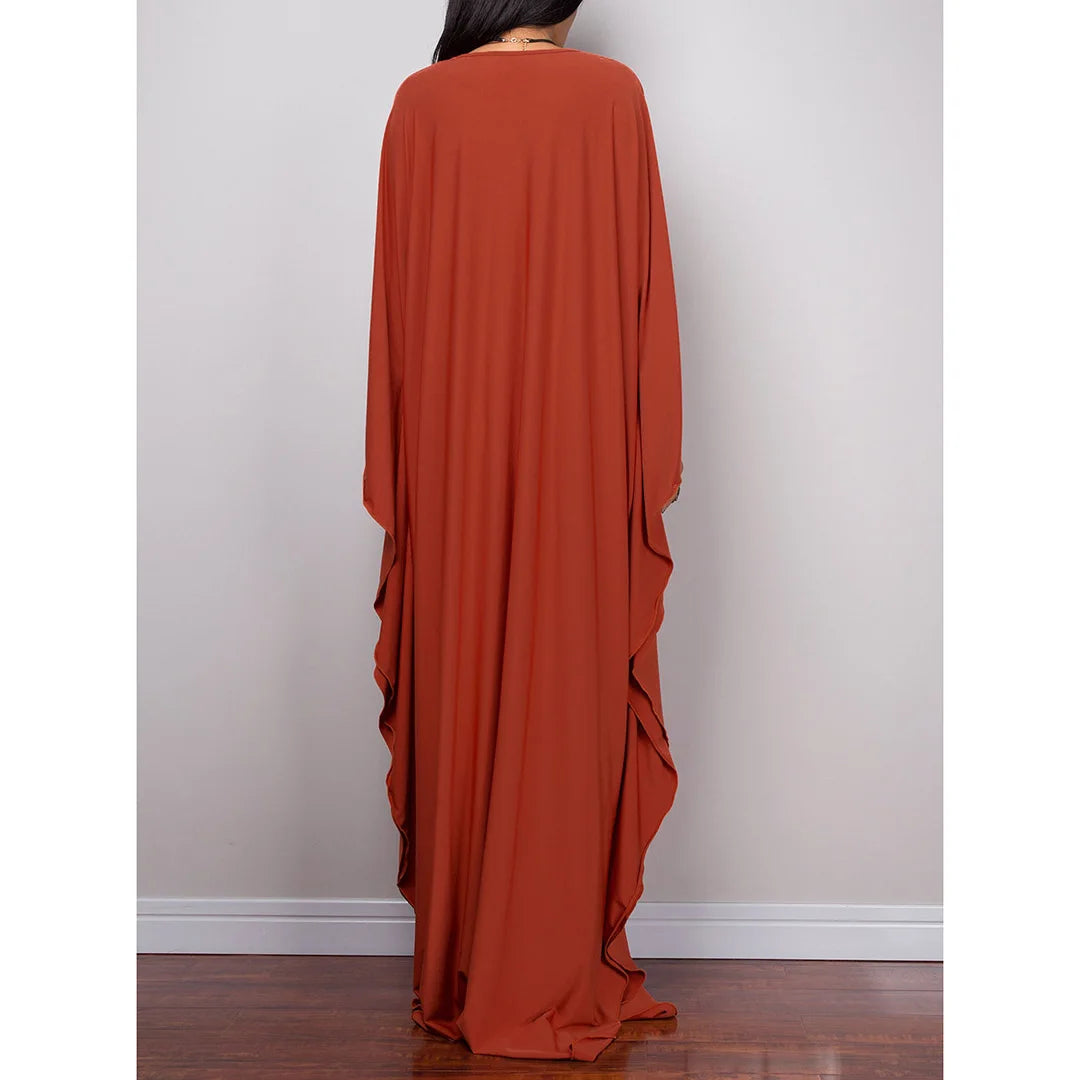Greek Goddess Long Dress Batwing Sleeve Tunic Beach Cover Up Cover-ups Beach Dress Beach Wear Beachwear Kaftan Maxi Dress V4427
