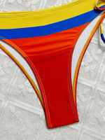Women's Rainbow Color Bikini Set Sexy Beach Vacation Backless 2 Piece Swimsuit 2024 Summer Bathing Suit Bra Push Up Swimwear