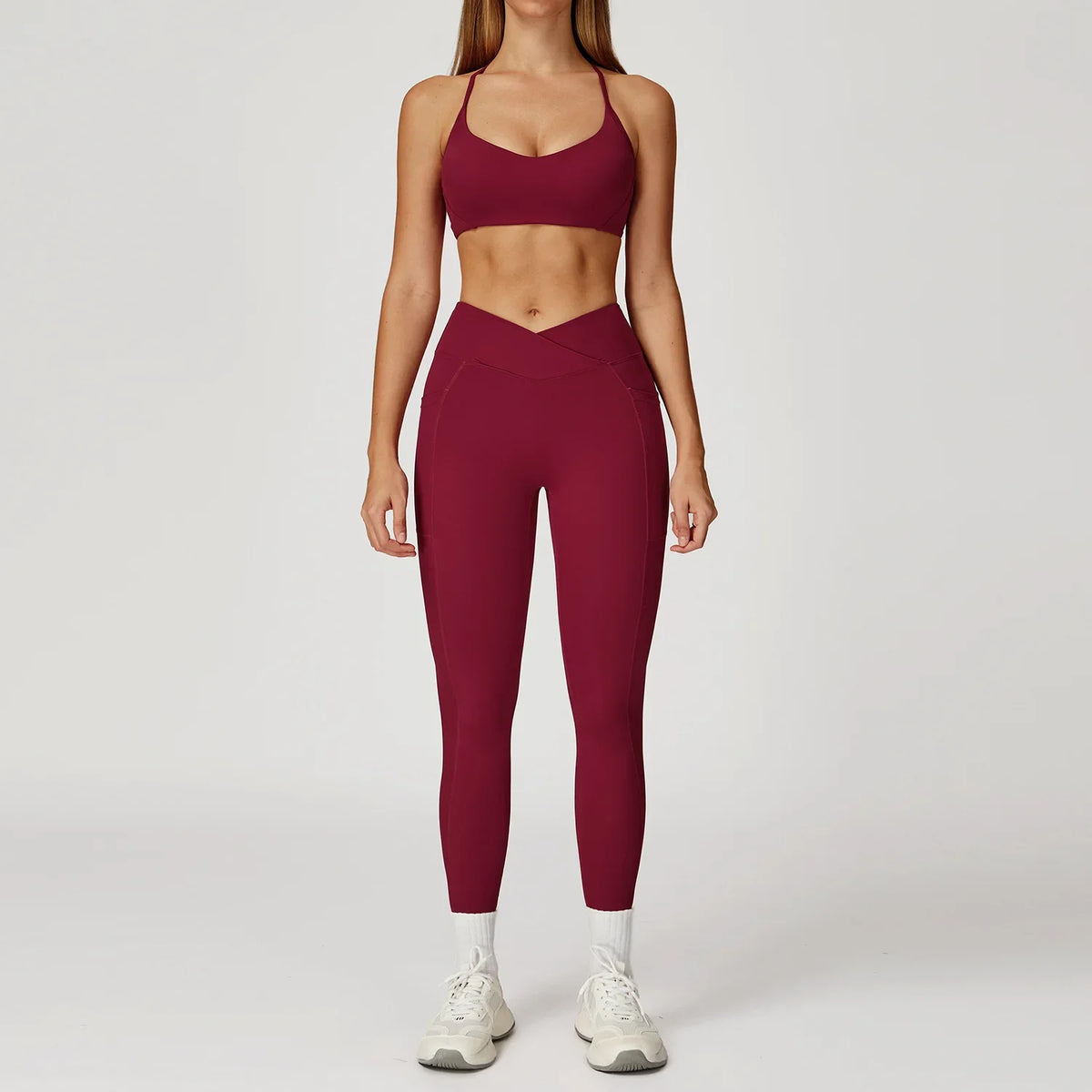 Women's Yoga 2-Piece Hip Lifting Tight Fitting Naked and Beautiful Back Set Outdoor Sports and Leisure Running Fitness Suit
