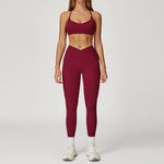 Women's Yoga 2-Piece Hip Lifting Tight Fitting Naked and Beautiful Back Set Outdoor Sports and Leisure Running Fitness Suit