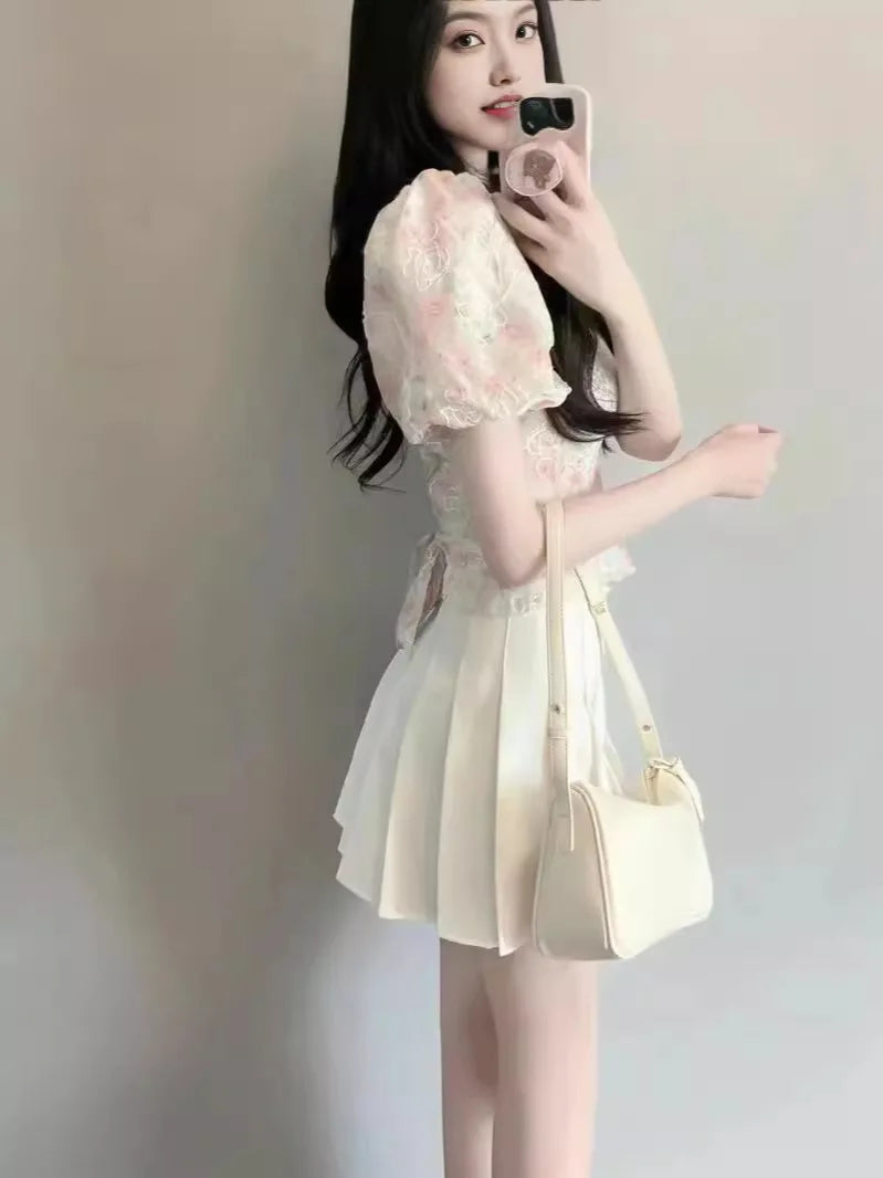Women Pleated Skirt High WaistA-Line Mini Skirt School Girl JK Uniform Skirt Skater Skirt Tennis Skirt White Plus Size