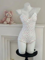 Women SexyFloral Print Bodysuit Lace Trim Sleeveless Slim Fit Leotard Summer Jumpsuit Romper Sexy Underwear Nightwear Lingerie