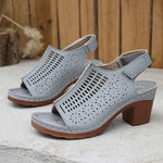 Retro Hollow Out Thick Heeled Sandals for Woman Summer Lightweight High Heels Sandals Women Plus Size Outdoor Platform Sandles