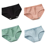 4Pcs/Set Women Cotton Panties Low Waist Briefs Breathable Comfort Underwear Sexy Lingerie Solid Color Underpants Intimates M-XL