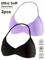 Seamless Sexy Open Back Gym Yoga Crop Top Women Halter Sports Bra Push Up Strappy Padded Workout Tank Tops