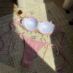 New Shell Scalloped Ribbed Underwired Bikini Female Swimsuit Women Swimwear Two-Pieces Bikini Set Bather Bathing Suit Swim V6498