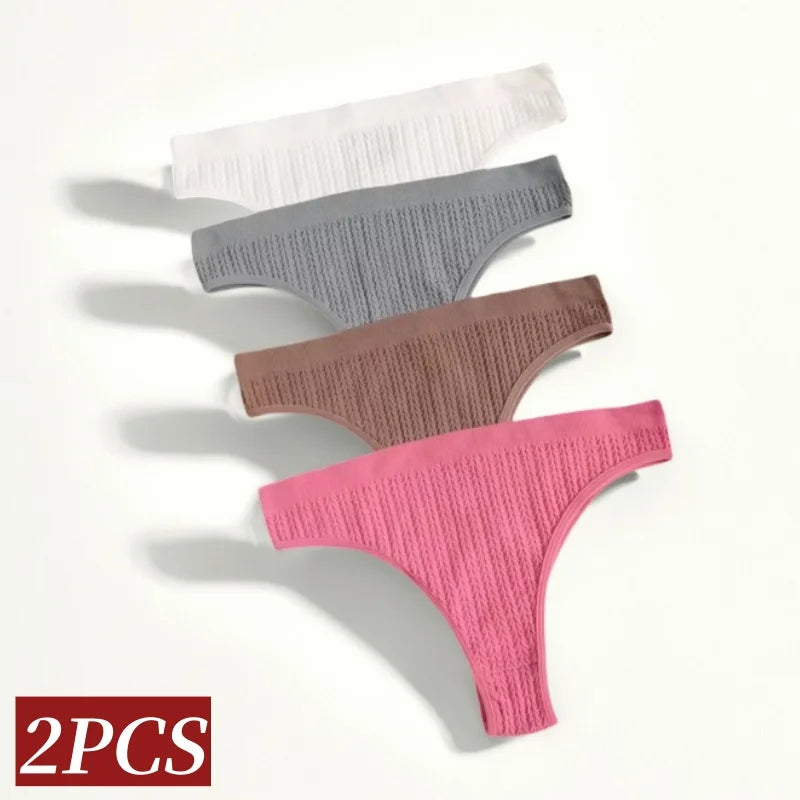 2Pcs/Set Seamless Panties Women Low Rise Panty Soft Solid Color Briefs Sexy Sports Underwear Female Underpants Lingerie M-XL