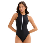 2026 New Zipper One Piece Swimsuit For Women Plus Size Swimwear Solid Bathing Suit Summer Beachwear Swimming Suit For Women 3XL