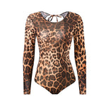 S - XXL 2026 Leopard With Skirt Long Sleeve One Piece Swimsuit Women Swimwear Female High Cut Leg Bather Bathing Suit Swim V7352